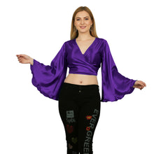 Yellow Green Satin Ruffle Crop Top, unique adjustable blouse.