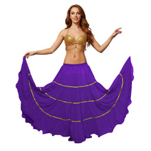 16 Yard 4-Tier Belly Dance Skirt with Gold Trim | Tribal Fusion Gypsy C5