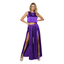 Front Cut Palazzo & Top Set for Women – Wide Leg Slit Pants Co-Ord Outfit, 41 Colors, S–5XL S147
