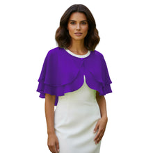 Double Layer Chiffon Peplum Shrug | Solid Color Elegant Evening Bolero | Women's Dressy Cardigan Cover-Up Top C40