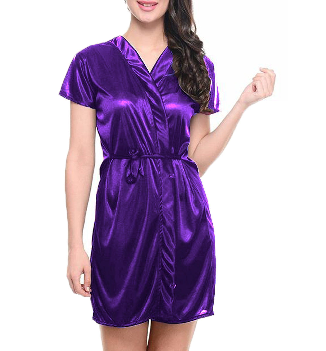 Satin Night wear Bathrobe S108 - Regular Size 2