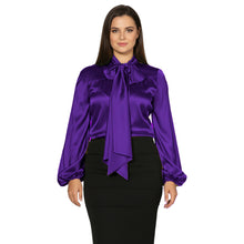 Satin Bow Neck Top | Long Sleeve Office Wear Blouse S-3XL | 41 Colors S120