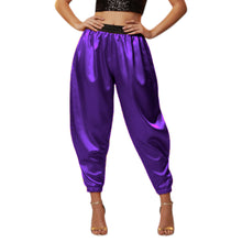 Satin Tapered Party Pants • Plus Size Elastic Waist Trousers • Women's Elegant Night Out Bottoms  S145