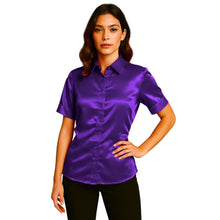 Satin Short Sleeve Button Down Shirt | Button Down Nightwear S-3XL | 41 Colors S107