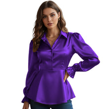 Satin Victorian Button-Down Shirt | Long Sleeve Blouse S-3XL S86