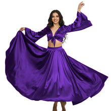Satin Belly Dance Full Circle Skirt & Ruffle Top Set S-3XL | 41 Colors S76