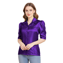 Satin Puff Sleeve Button Down Shirt | Elegant Top S-3XL | 41 Colors S80