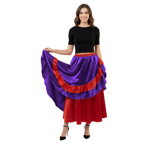 Satin Half Circle Belly Dance Skirt | Elegant Flow S-3XL | 41 Colors S71