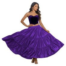 Satin 8 Yard 3 Tier Belly Dance Skirt | Full Volume Flow S-5XL S3