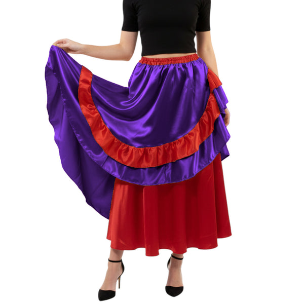 Satin Half Circle Belly Dance Skirt | Elegant Flow S-3XL | 41 Colors S71
