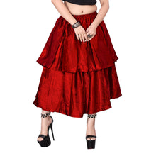 Satin 2 Layer Party wear midi Skirt S101-Regular Size 2