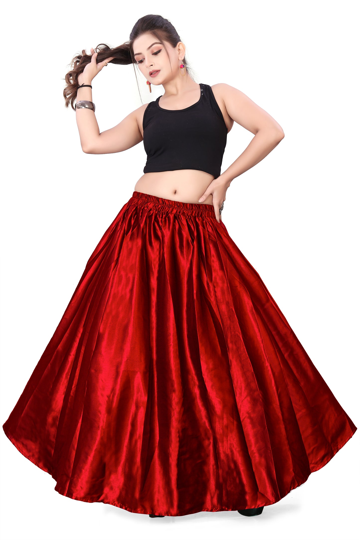 Satin Belly Dance Half Circle Skirt S9-Regular Size 2