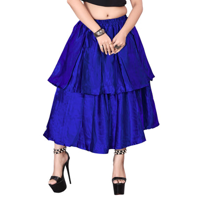 Satin 2 Layer Party wear midi Skirt S101-Regular Size 3