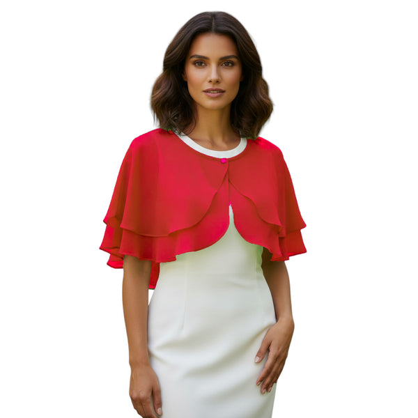 Double Layer Chiffon Peplum Shrug | Solid Color Elegant Evening Bolero | Women's Dressy Cardigan Cover-Up Top C40 Meek Mercery BY KF