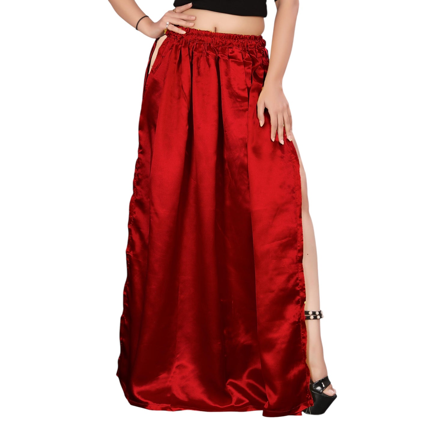 Satin Side Cut Belly Dance Skirt S1 -Regular Size 2