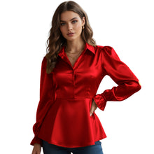 Satin Victorian Button-Down Shirt | Long Sleeve Blouse S-3XL S86