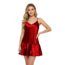 Yellow Green Satin Sleep Dress, unique night wear color.