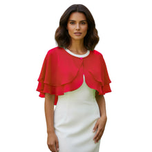 Double Layer Chiffon Peplum Shrug | Solid Color Elegant Evening Bolero | Women's Dressy Cardigan Cover-Up Top C40
