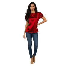 Satin Round Neck Short Sleeve Top | Chic Blouse S-3XL | 41 Colors S89