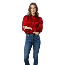 Yellow Satin Vintage Blouse, bright elegant button down.