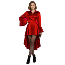 Satin Victorian Long Shirt Dress | Button Down Tunic S-3XL | 41 Colors S113