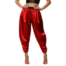 Satin Tapered Party Pants • Plus Size Elastic Waist Trousers • Women's Elegant Night Out Bottoms  S145