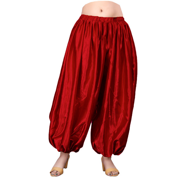 Brown Satin Aladdin Trousers, elegant flowy dance pants.