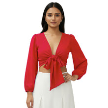 Chiffon Belly Dance Ruffle Top | Elastic Sleeve Self-Tie S-5XL C67