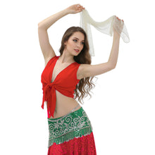 Chiffon Belly Dance Ruffle Top | Sleeveless Self-Tie S-5XL | 30 Colors C68
