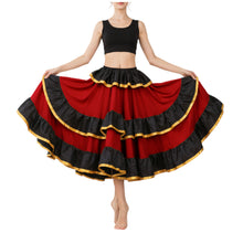 Satin Full Circle Skirt Black Frill | 360° Dance Flow S-3XL S75
