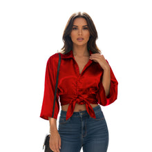 Satin Button Down Crop Top | High-Shine Shirt S-3XL | 41 Colors S116