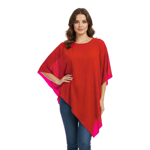 Chiffon Round Neck Fancy Top | Dressy Blouse S-5XL | 30 Colors C59