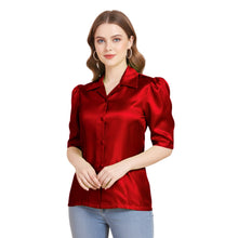 Satin Puff Sleeve Button Down Shirt | Elegant Top S-3XL | 41 Colors S80