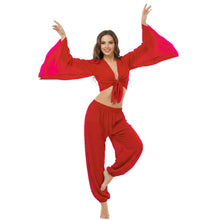 Ultimate Chiffon Belly Dance Costume Set (S-5XL) - 2PC Harem Pant & Ruffle Top | 30 Colors C29