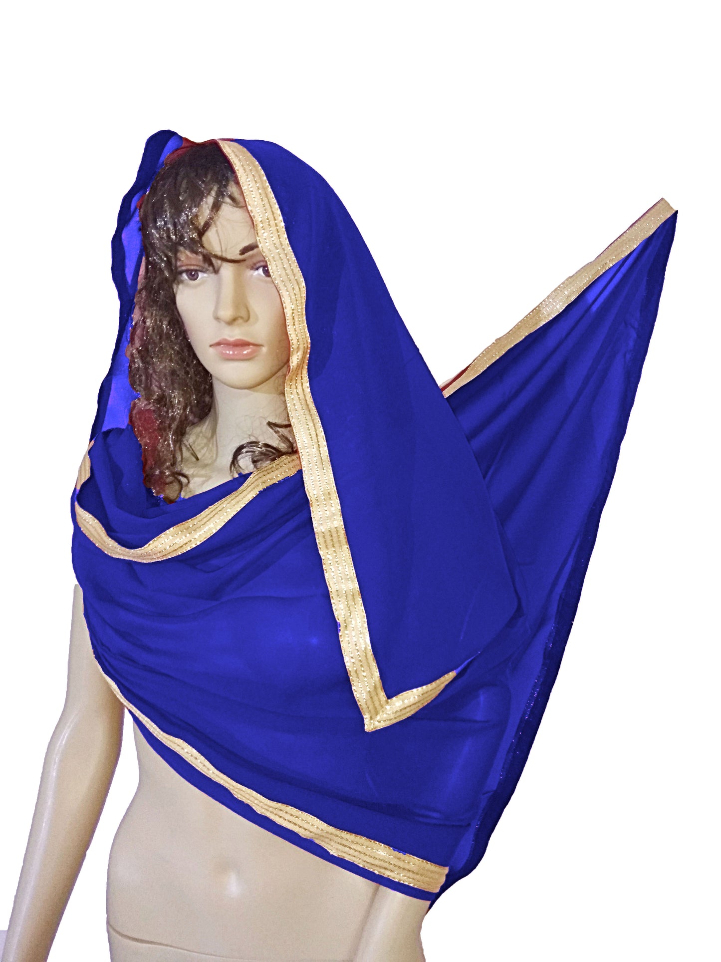 Belly Dance Dupatta Veil With Gold Trim C21 - Regular Size 2