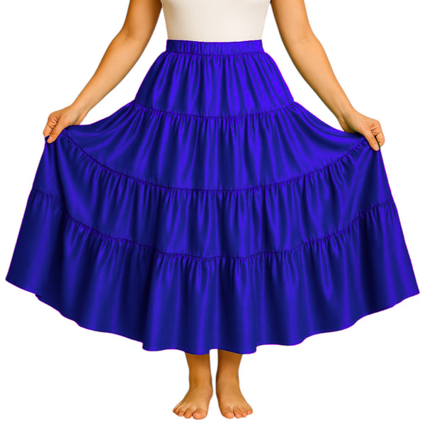Belly Dance Satin Skirt – 12 Yard, 4 Tier Full Circle Skirt  - Regular Size 3