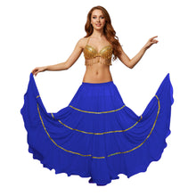 16 Yard 4-Tier Belly Dance Skirt with Gold Trim | Tribal Fusion Gypsy C5