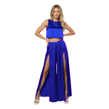 Front Cut Palazzo & Top Set for Women – Wide Leg Slit Pants Co-Ord Outfit, 41 Colors, S–5XL S147
