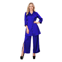 Yellow Green Satin Shirt & Palazzo Set, unique co-ord color.