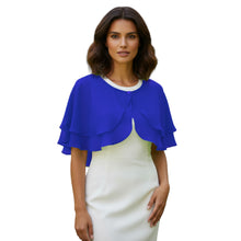 Double Layer Chiffon Peplum Shrug | Solid Color Elegant Evening Bolero | Women's Dressy Cardigan Cover-Up Top C40