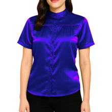 Satin Short Sleeve Button Down Shirt | Chic Blouse S-3XL | 41 Colors S85