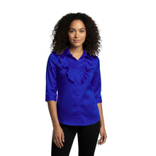 Yellow Satin 3/4 Sleeve Blouse, bright vintage style shirt.