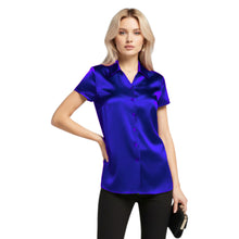 Satin Short Sleeve Button Down Shirt | Chic Blouse S-3XL | 41 Colors S118