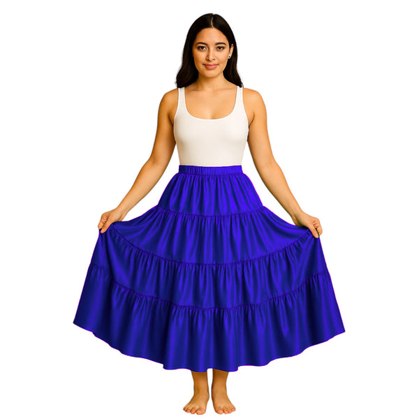 Belly Dance Satin Skirt – 12 Yard, 4 Tier Full Circle Skirt  - Regular Size 3