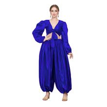 Ivory Satin Harem Pant Set, classic elegant dance costume.