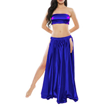 Satin Belly Dance Side Cut Skirt | Slit Flow Costume Plus Size | 41 Colors S1