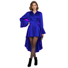 Satin Victorian Long Shirt Dress | Button Down Tunic S-3XL | 41 Colors S113