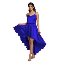 Brownish Gray Satin High-Low Skirt, neutral chic evening maxi.