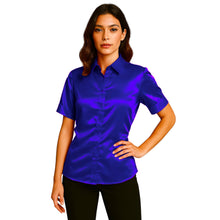 Satin Short Sleeve Button Down Shirt | Button Down Nightwear S-3XL | 41 Colors S107