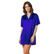 Satin Night Wear Long Shirt | Loose Sleep Shirt Dress S-3XL | 41 Colors S111